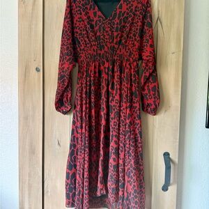 Buffalo David Bitton Red and Black Animal Print Dress